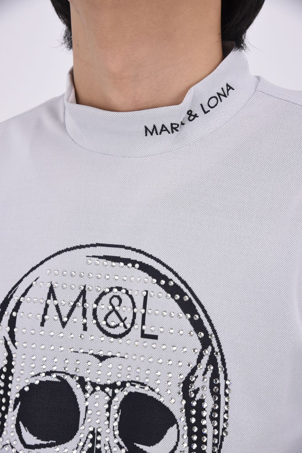 【26SS】 LOVE OF GOD SPECTRUM PERFORMANCE MOCK / ジャパンメイド スカルジャカード スワロフスキー モックネックTシャツ (ホワイト)