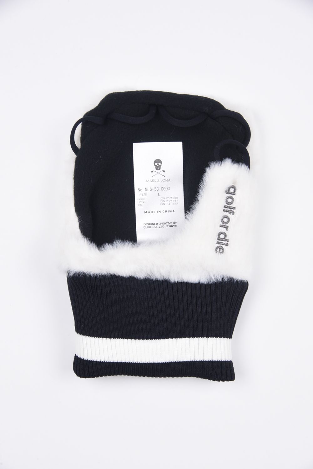 SYNK COZY HAND WARMERS / エコファー チャーム付き 手甲型グローブ (ホワイト)