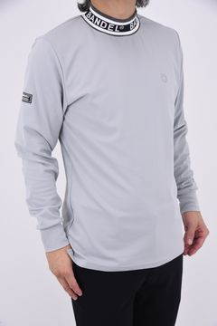 JACQUARD RIB L/S MOC SHIRTS / ロゴジャカード ロングスリーブ モックネックシャツ (ライトグレー)