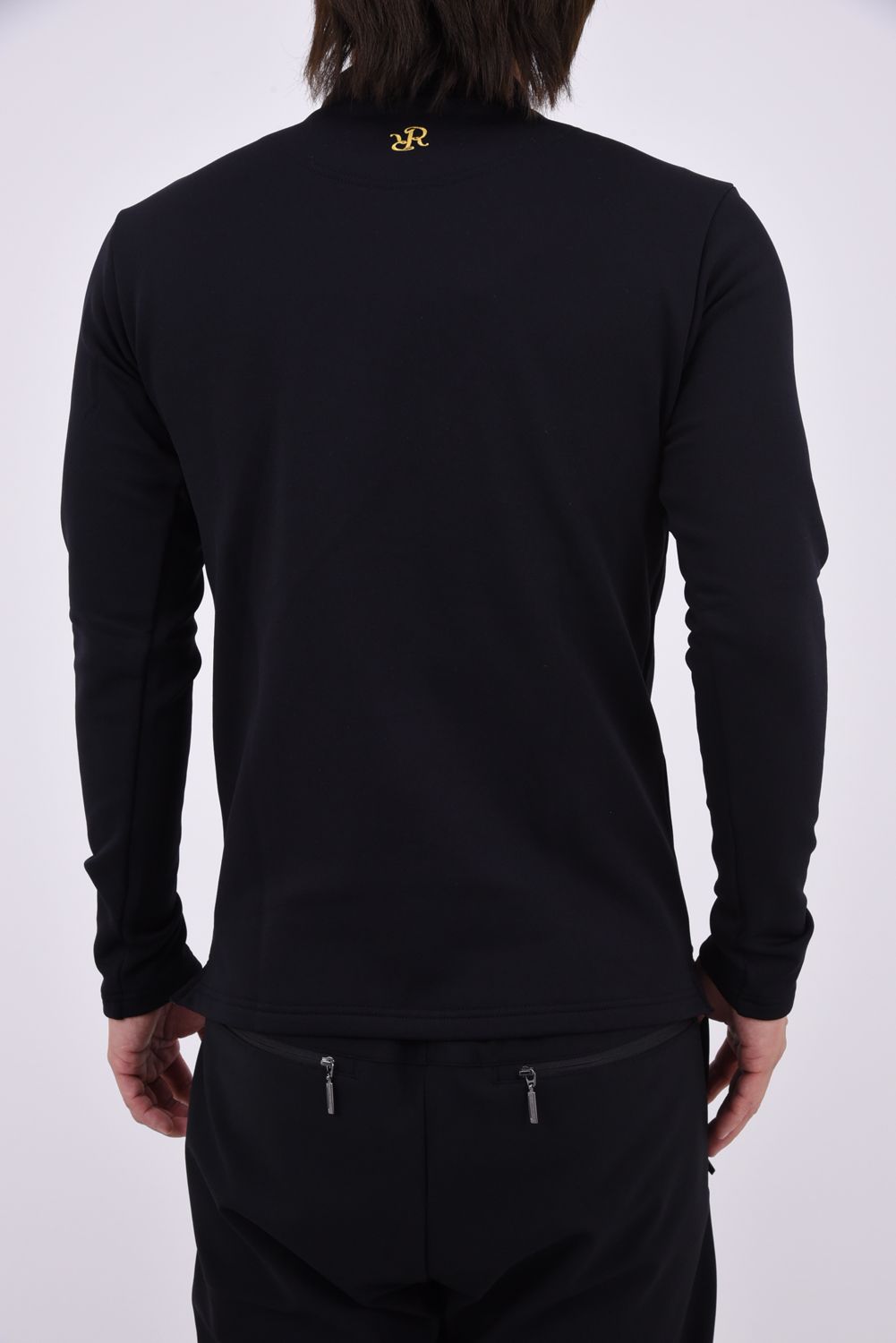 【26AW】 WARM INNER MOCK NECK / 裏起毛 ブランドロゴ刺繍 モックネックシャツ (ブラック)*