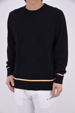 【GW限定 5/11までポイント10倍】【26SS】 MESH RR LOGO KNIT / メッシュ編み 裾ライン クルーネックニット (ブラック)*