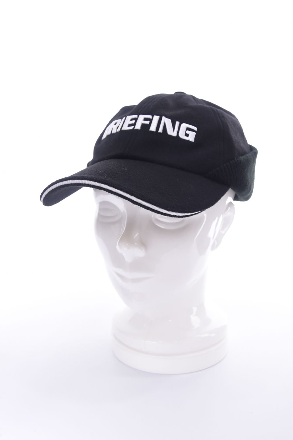 MEN'S WOOL WARM CAP / ウール混 ブランドロゴ ウォームキャップ (ブラック)