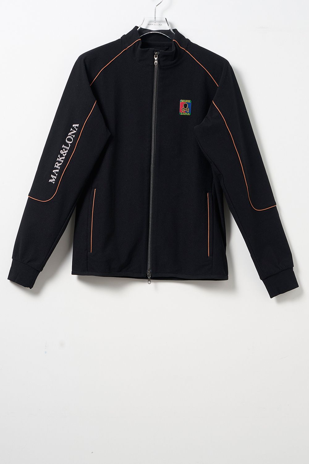 ZOOM STRETCH PERFONAMCE JACKET / 高機能フリース素材 ブランドロゴ刺繍 パイピング ウォームジャケット (ブラック)