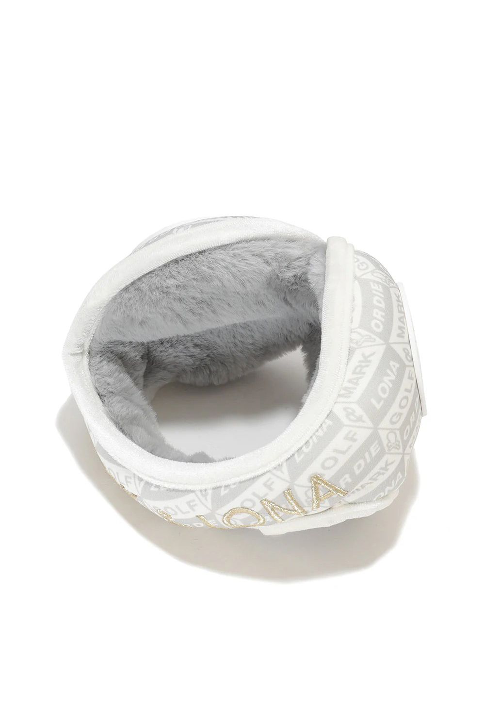 DÉPÊCHE ECO FUR EARMUFFS / エコファー ジオメトリックパターン イヤーマフ (ホワイト)
