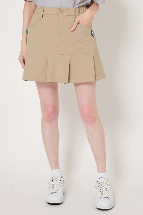 【26SS】【レディース】 OZ SKIRT / ストレッチナイロン バックロゴライン スカート (インナーパンツ一体型) (ベージュ)