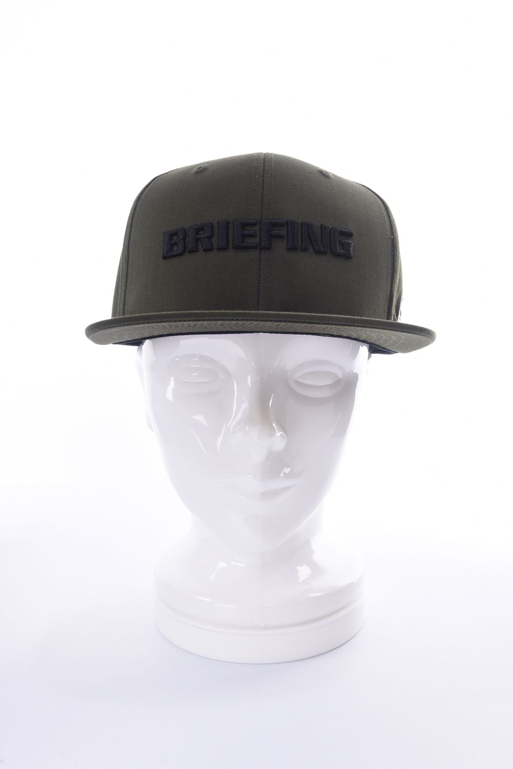 MENS BASIC FLAT VISOR CAP / ブランドロゴ ベーシック フラットキャップ オリーブ