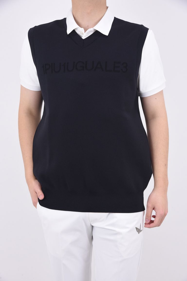 1PIU1UGUALE3 GOLF - KNIT VEST PLAIN BACK CIRCLE / バック 