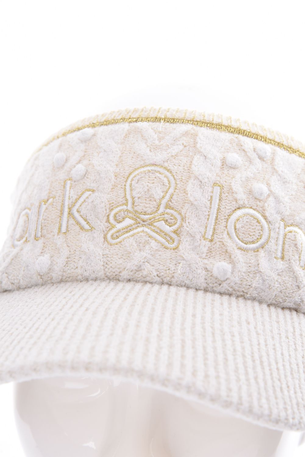 POISE SPARK KNIT VISOR / ラメ糸 ブランドロゴ刺繍 ニットバイザー (ホワイト)