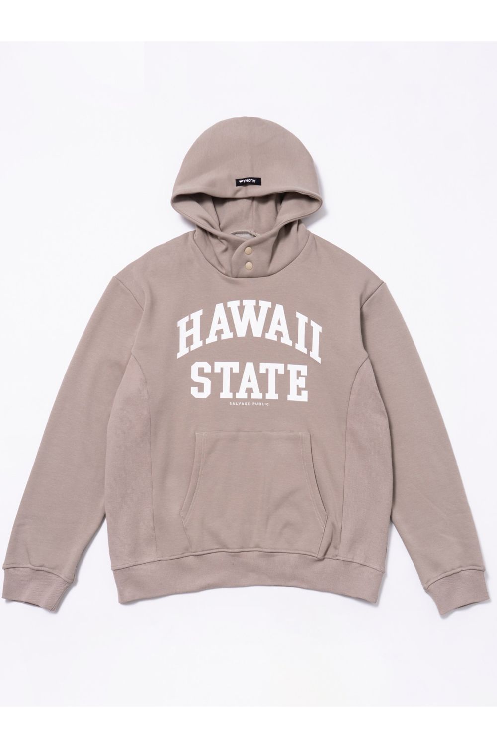 【26AW】 Mahana Standneck Hoodie (Hawaii State) / 裏起毛 カレッジスタイル プルオーバーパーカー (グレージュ) (10月入荷予定）