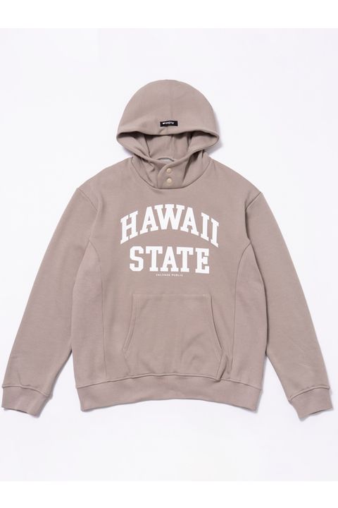 【26AW】 Mahana Standneck Hoodie (Hawaii State) / 裏起毛 カレッジスタイル プルオーバーパーカー (グレージュ) (10月入荷予定）