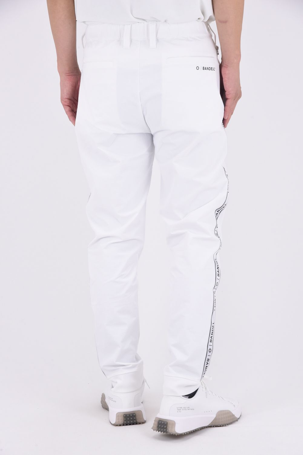 WATER REPELLENT PIPING LONGPANTS / 4WAY ストレッチ 撥水素材 ロゴテープ ロングパンツ (ホワイト)