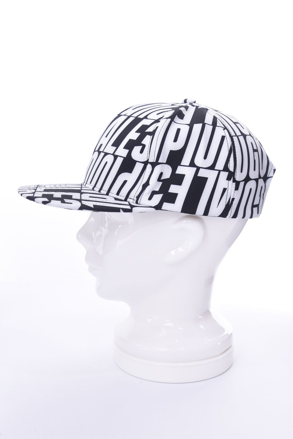 6 PANEL / 総柄ロゴ 6パネル フラットキャップ ブラック