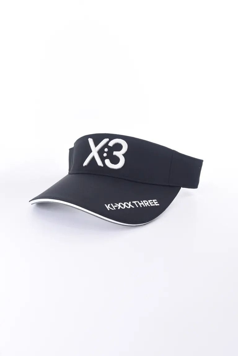 【26AW】 KIX3 BASIC LOGO VISOR / ブランドロゴ刺繡 サンバイザー (ブラック/ホワイト)