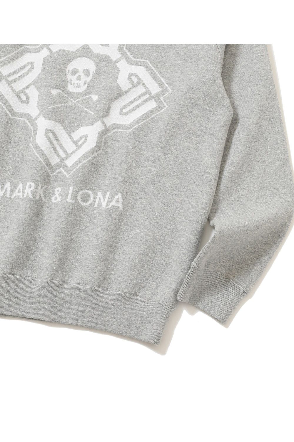 【2026SS 木村拓哉さん着用 VOL.1】 STELA CO CASH BLENDED HOODIE / ジオメトリックパターンジャカード プルオーバーニットパーカー (グレー)