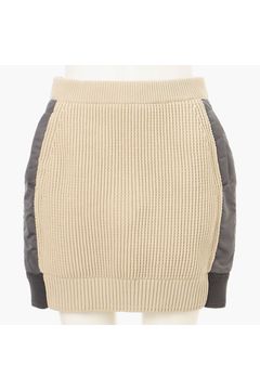 【26AW】【レディース】 WOMEN’S WINDBLOCK DOCKING RIB KNIT SKIRT / 畦編みニット&ナイロンツイル ハイブリッドニットスカート (ベージュ)