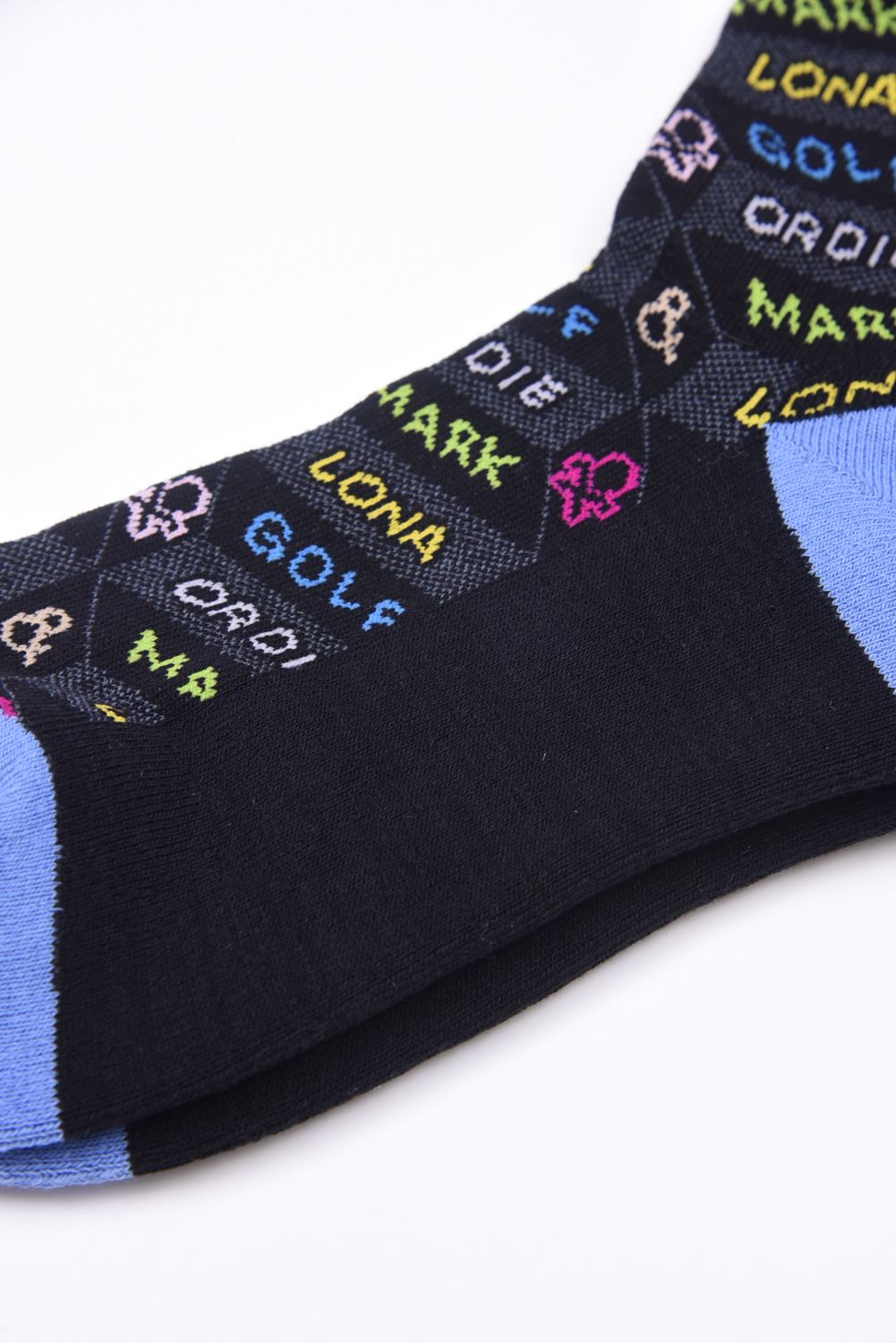 【レディース】 DÉPÊCHE COLOR BLOCK CREW SOCKS / ジオメトリックパターン ハイクルーソックス (ブラック)
