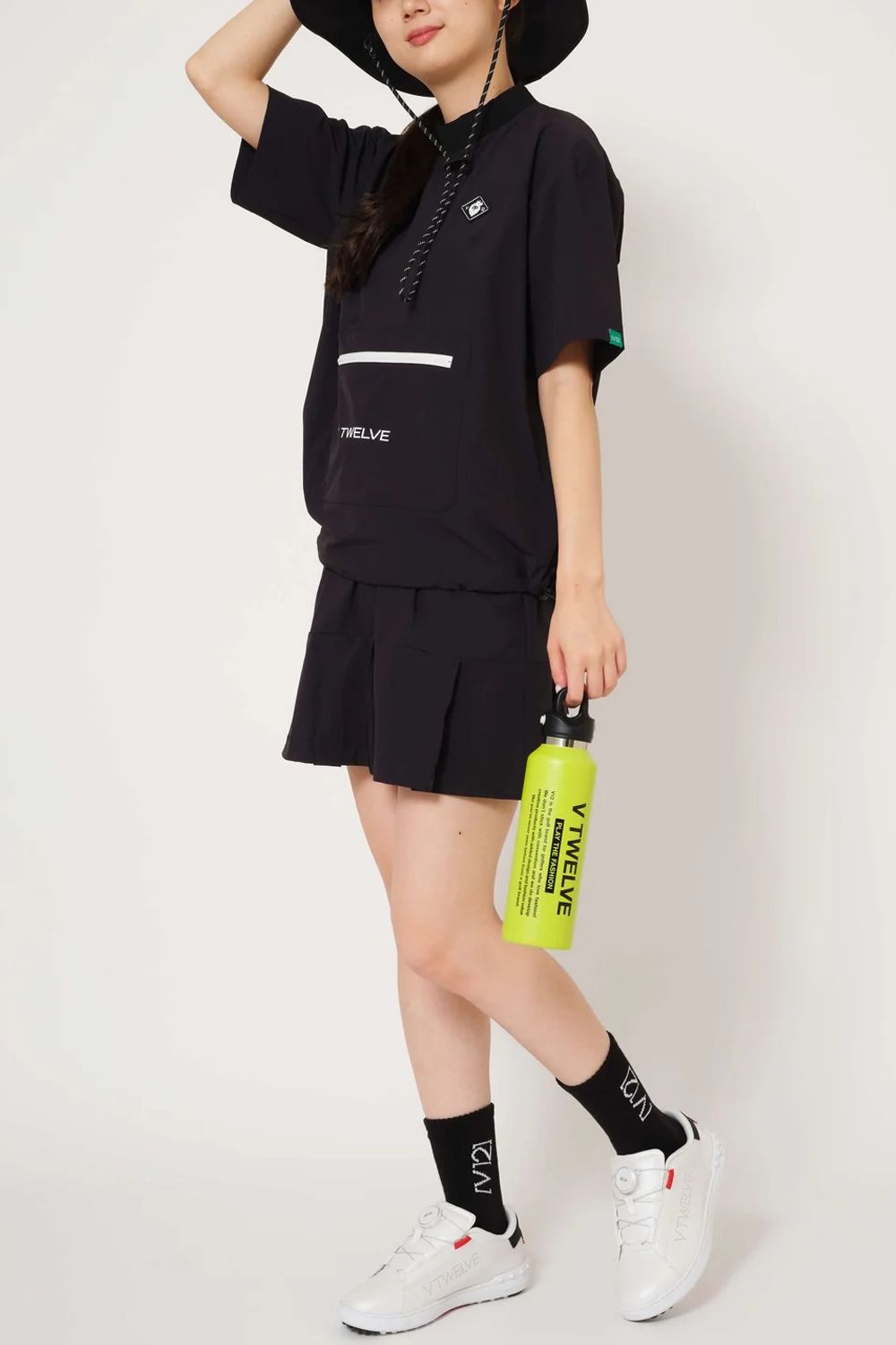 【26SS】【レディース】 OZ MOCK / ストレッチナイロン カンガルーポケット モックネックTシャツ (ブラック)