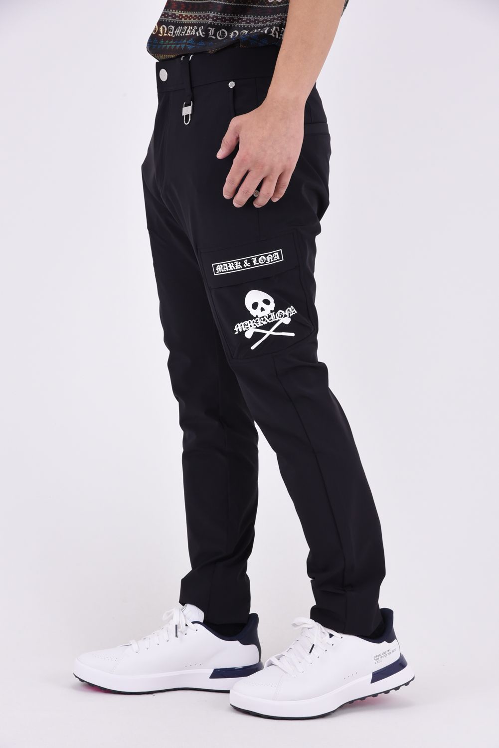 【26AW】 FRACTUR UTYLITY PANTS / ナイロンタフタ アイアンスカルプリント ストレッチロングパンツ (ブラック)