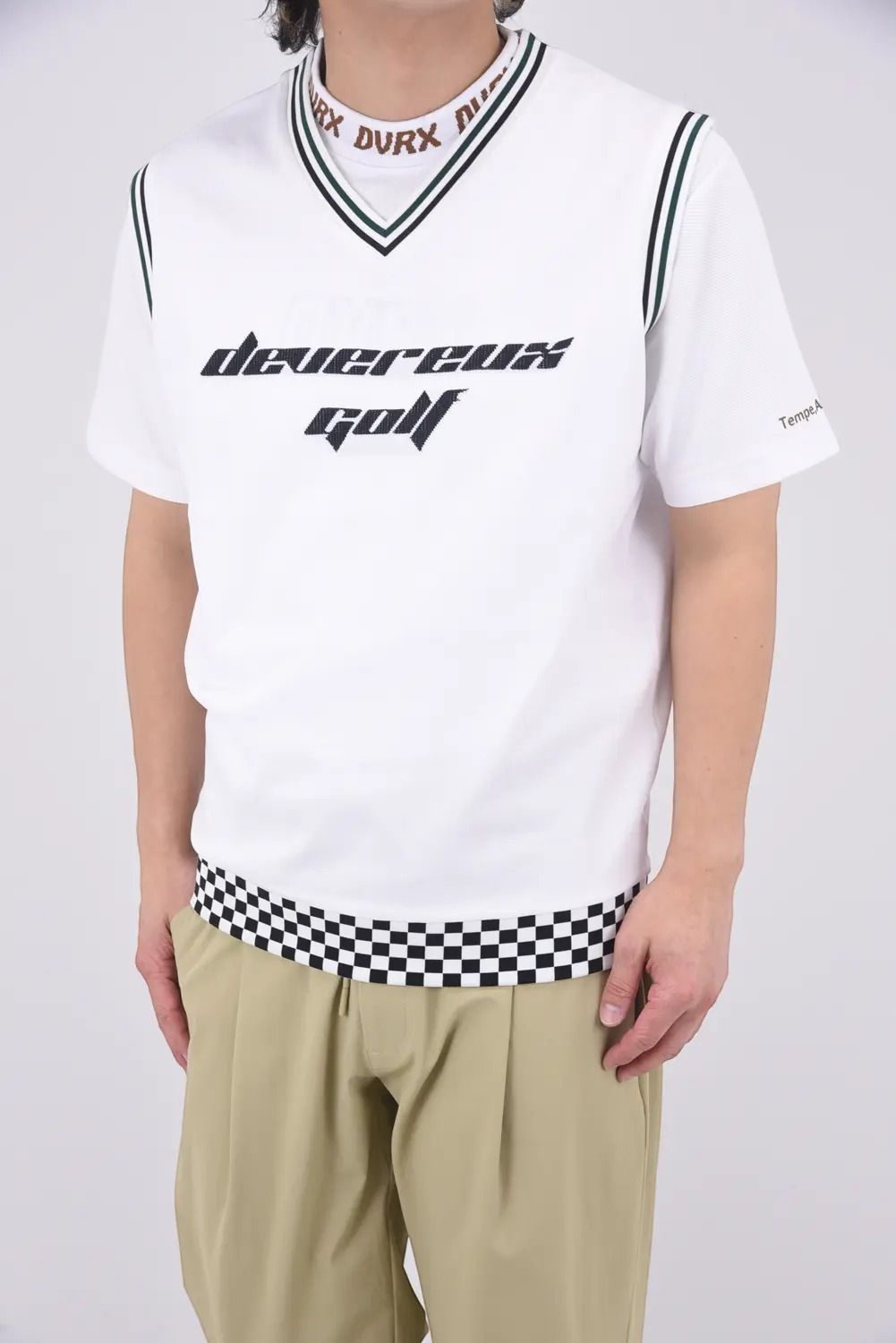 BORN TO GOLF CHECKER RIB KNIT VEST / チェッカーリブ ニットベスト (ホワイト)