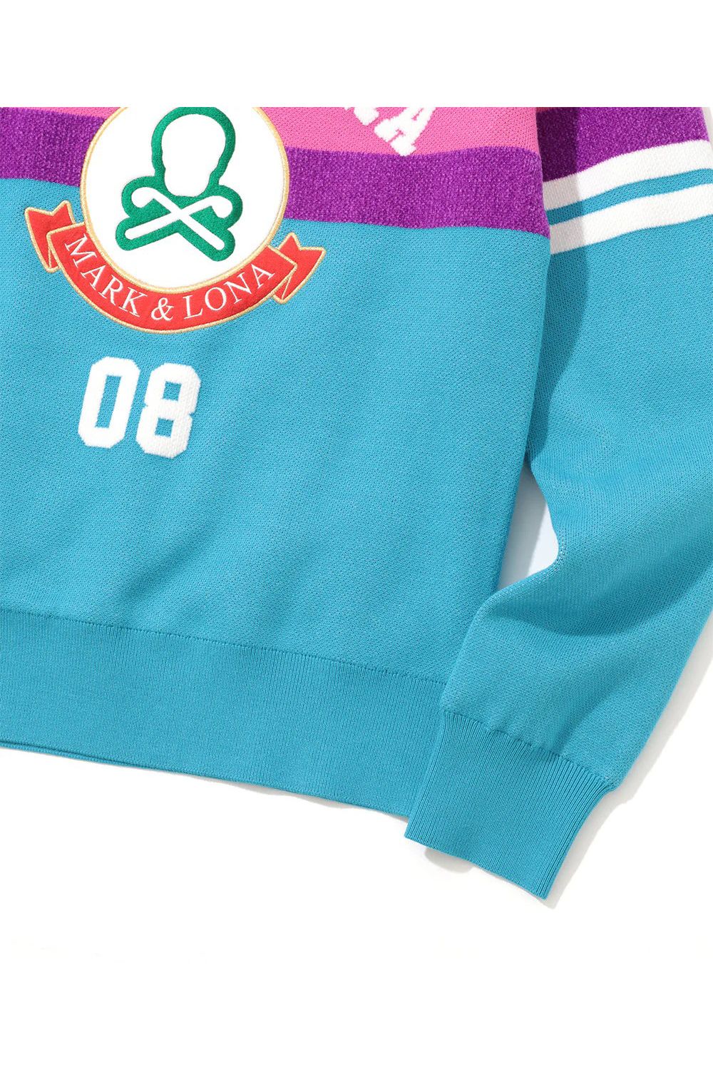 【2025AW】【レディース】 GRAVITY DUAL TONE SWEATER / バイカラーデザイン ブランクスカル ニットプルオーバー (ピンク)