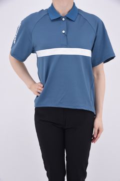【レディース】 WOMENS SLEEVE LOGO POLO RELAXED FIT / リラックスフィット スリーブブランドロゴ ポロシャツ (ブルー)