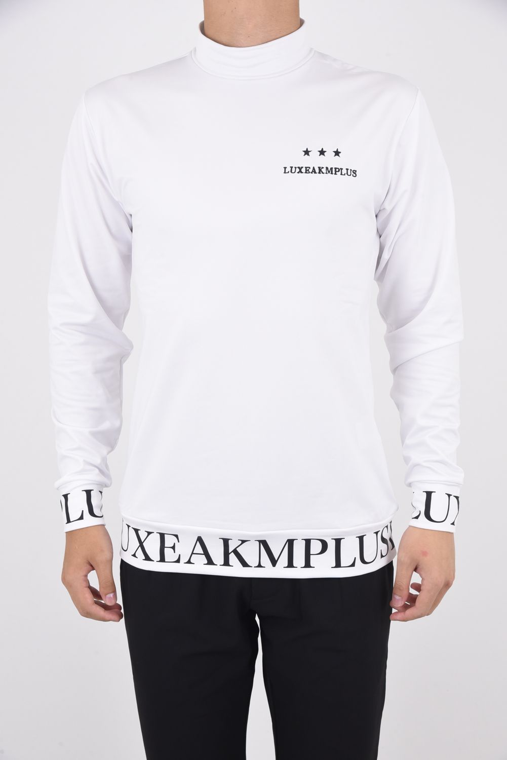 HEM LOGO HIGH NECK T-SHIRTS / 裾ロゴ モックネック Tシャツ ホワイト