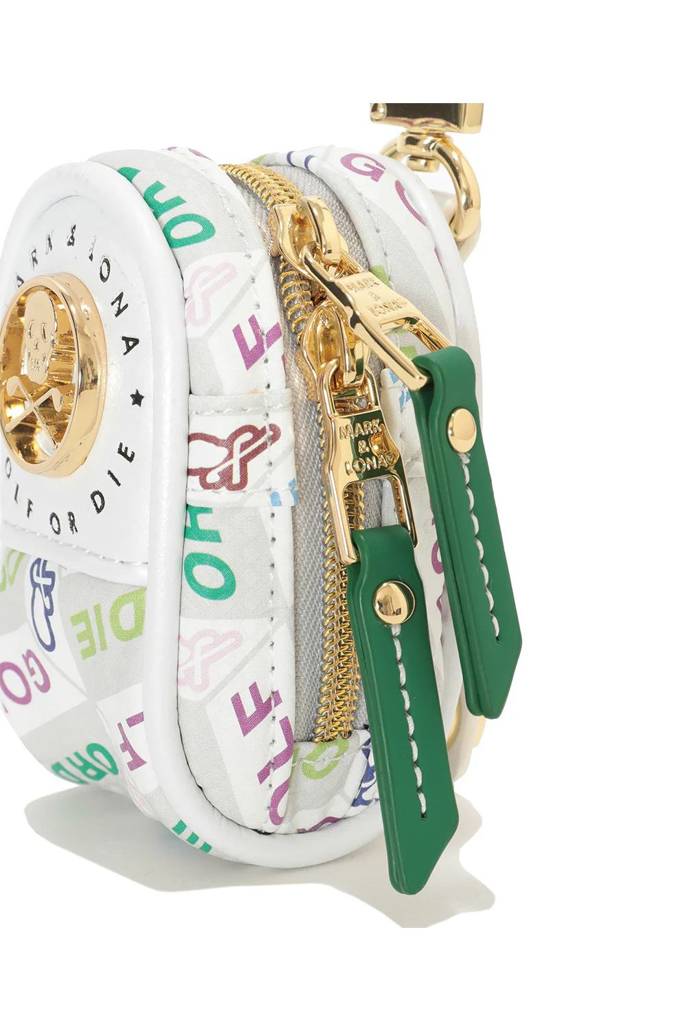 DÉPÊCHE BALL CASE / シンセティックレザー ジオメトリックパターン ボールポーチ (ホワイト)