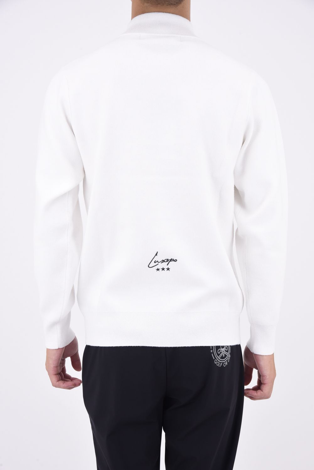 SIMPLE LOGO KNIT / ブランドロゴ ロングスリーブ ハイネック ニット (ホワイト)