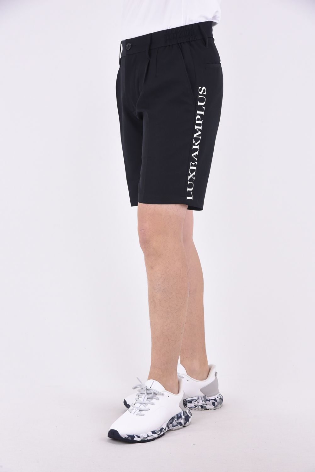 BASIC LOGO SHORT PANTS / ベーシック ロゴ ストレッチ ショートパンツ (ブラック)