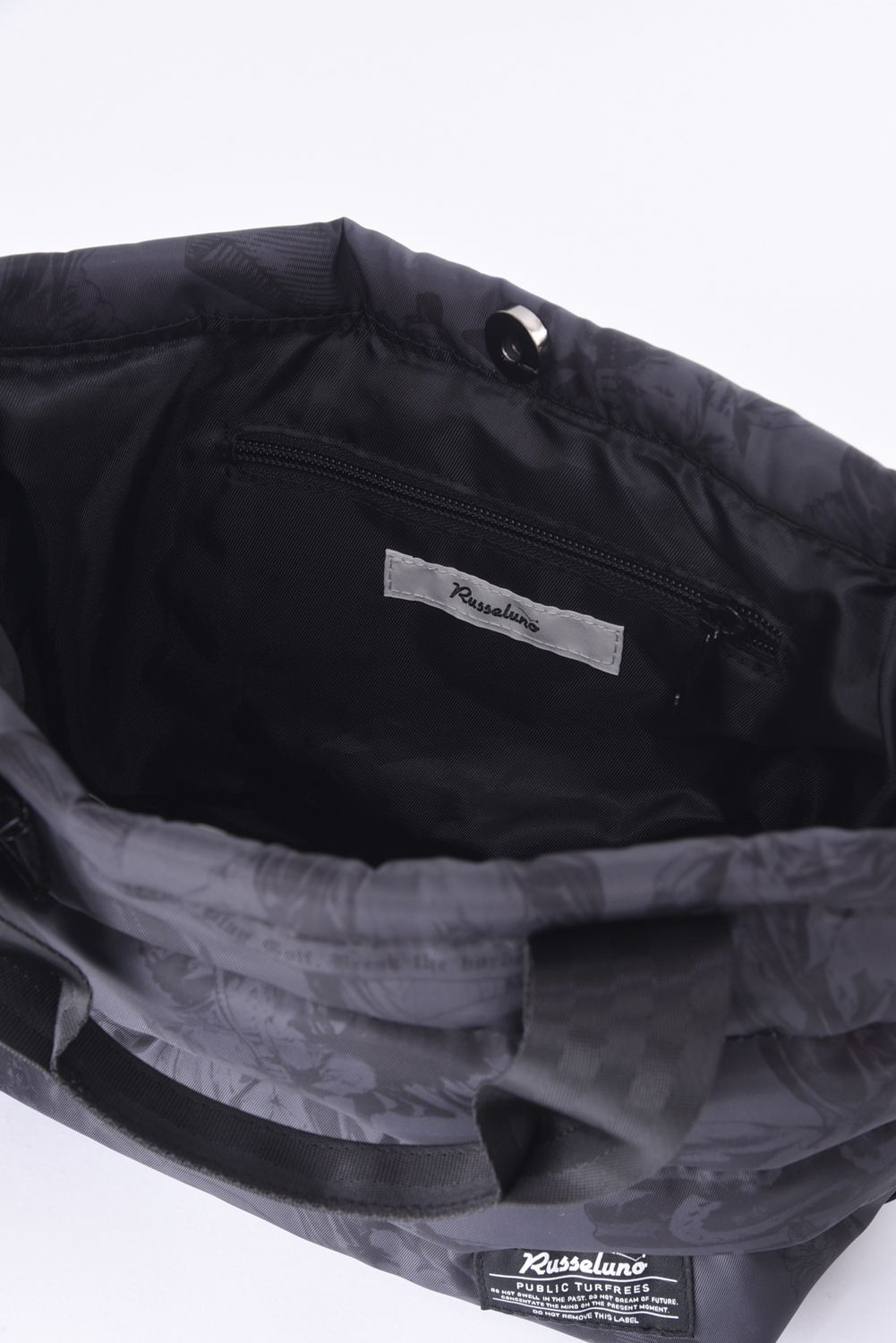 PADDED CART BAG (ANGEL) / 総柄 パデッドカートバッグ (ブラック)