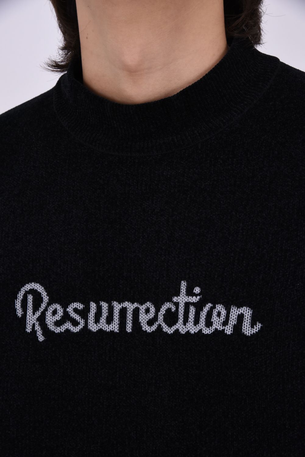 【26AW】 AIRSHUT MOLE YARN HIGH NECK KNIT / モールヤーン 防風裏地 ハイネックニット (ブラック)*