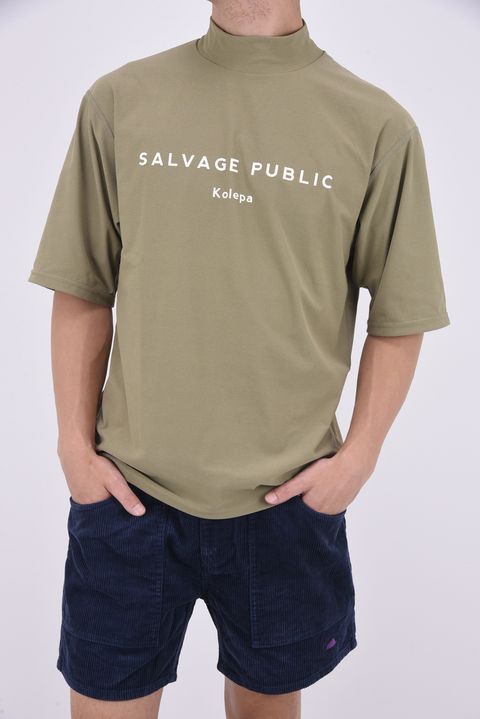 SURF Mockneck S/S (Kolepa Stamp) / バックプリント 半袖モックネックTシャツ (セージ)