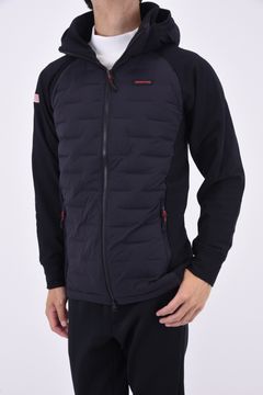 MENS HYBRID DOWN PARKA / ブランドロゴ ハイブリッド ストレッチ ダウンパーカー (ブラック)
