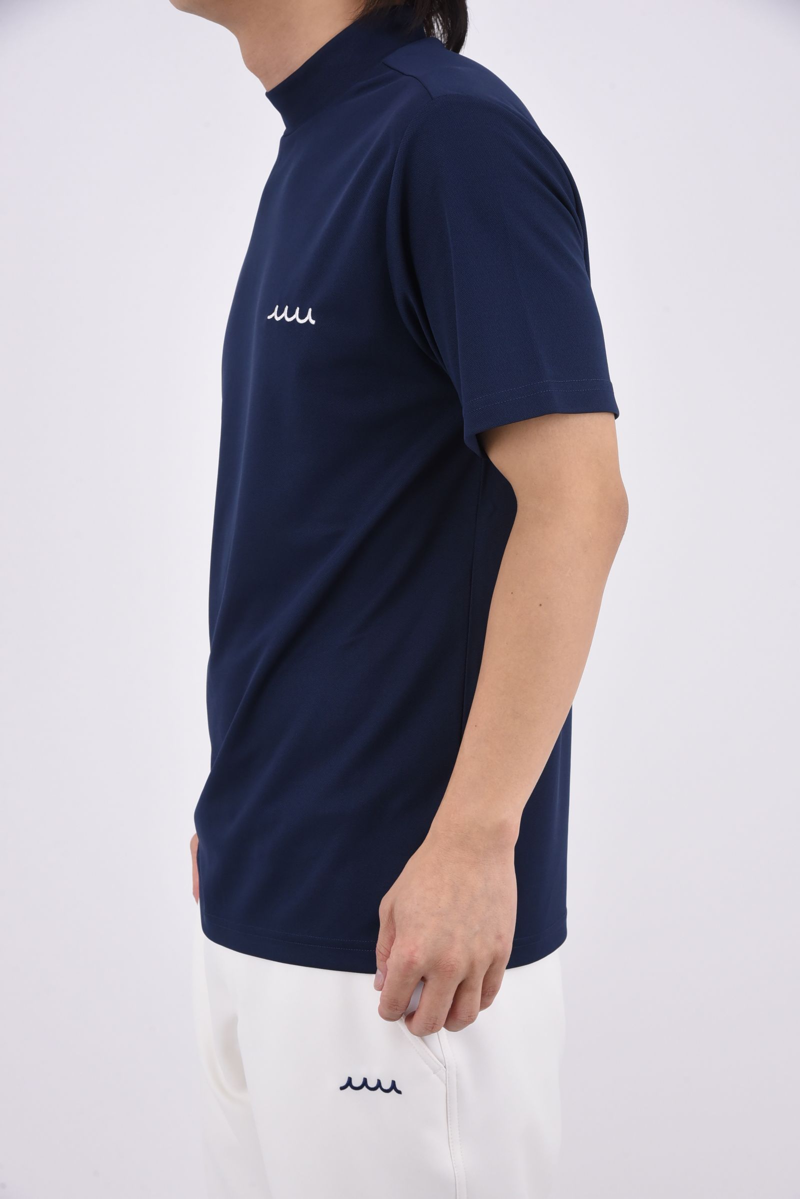 【26SS】 MOCK NECK / バックプリント ベーシック モックネックTシャツ (ネイビー)
