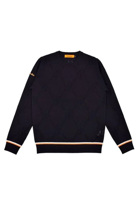 【26SS】【レディース】 MESH RR LOGO KNIT / メッシュ編み 裾ライン クルーネックニット (ブラック)*