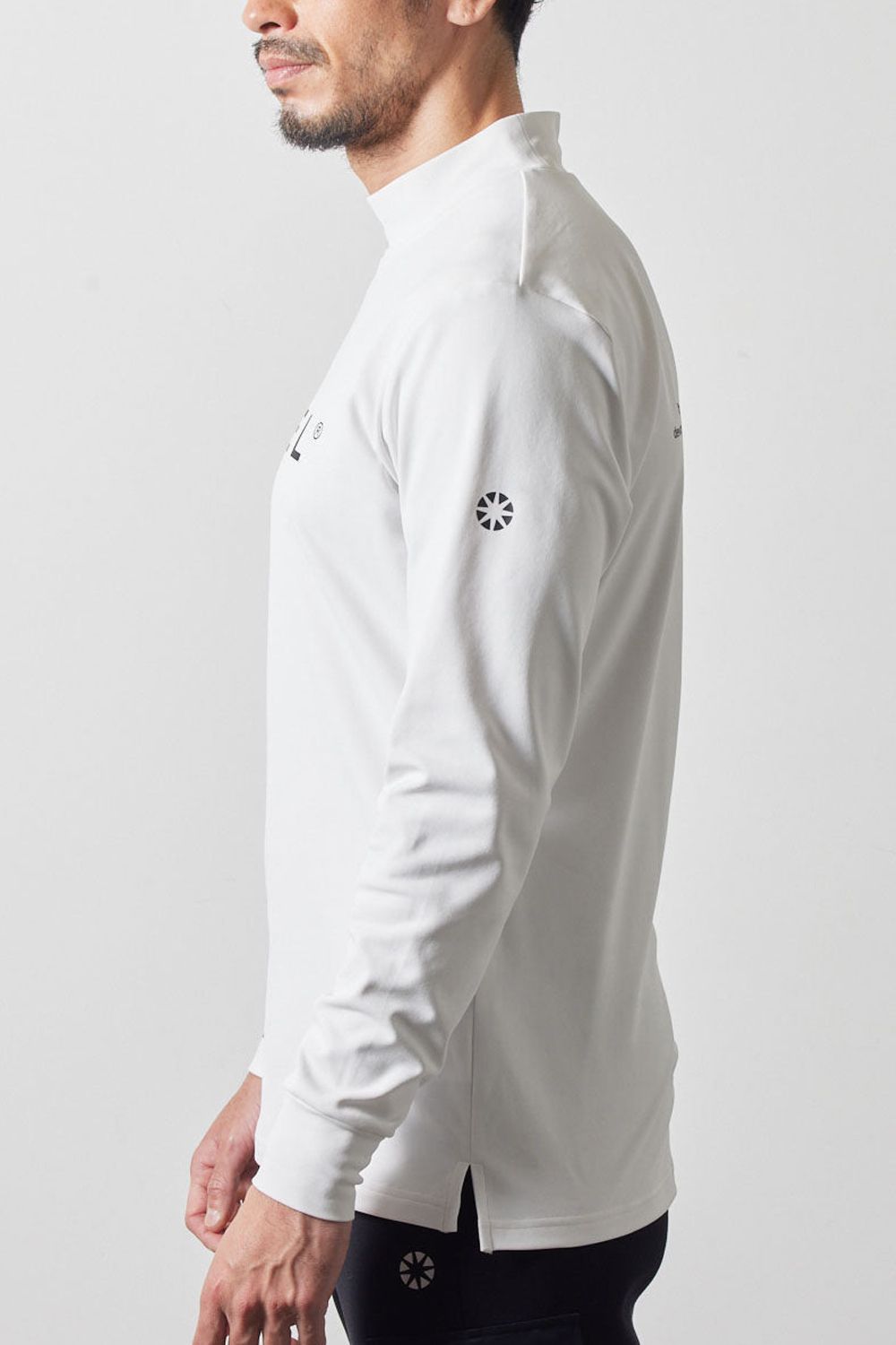 BASIC LOGO L/S MOCK NECK SHIRTS / ブランドロゴ ロングスリーブ モックネックシャツ (ホワイト)