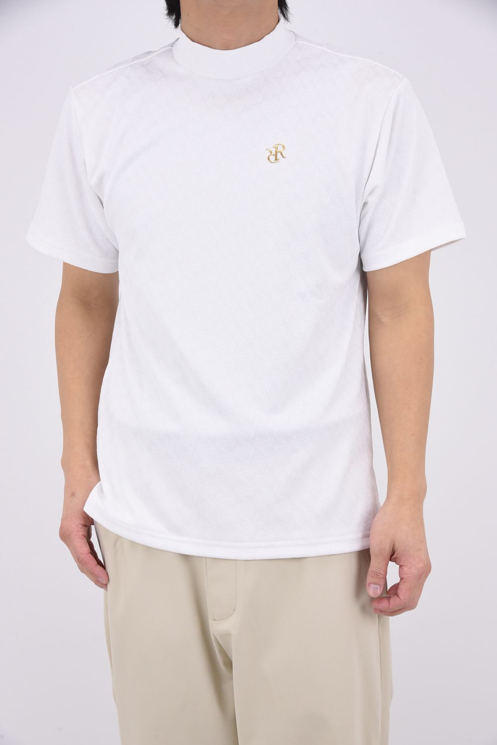 【26SS】 MENS GM JACQUARD MOCK NECK / ジャガード モックネックTシャツ (ホワイト）*