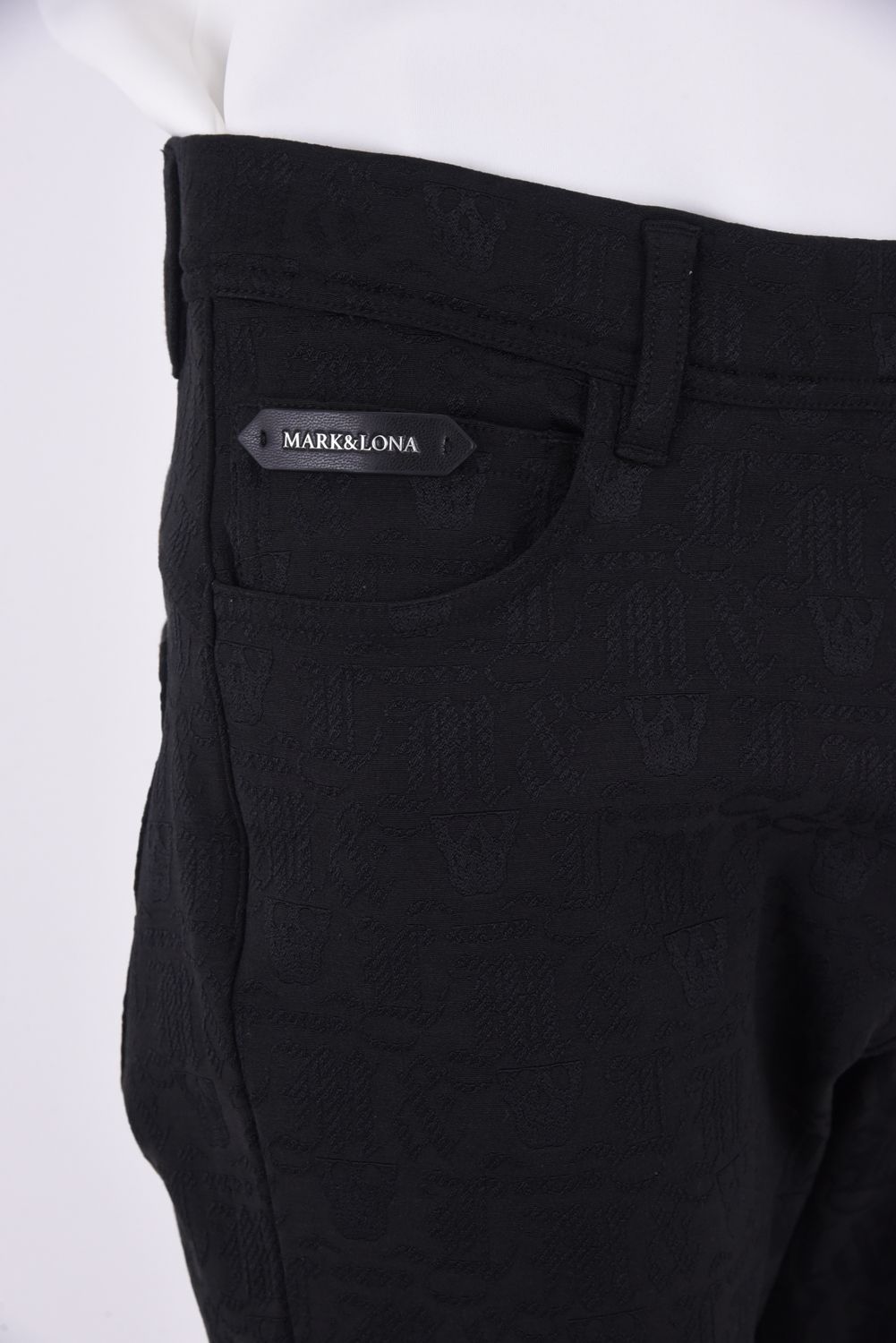 ESSENCE 4WAY STRECH PANTS / ジャガード ファイブポケット パンツ (ブラック)