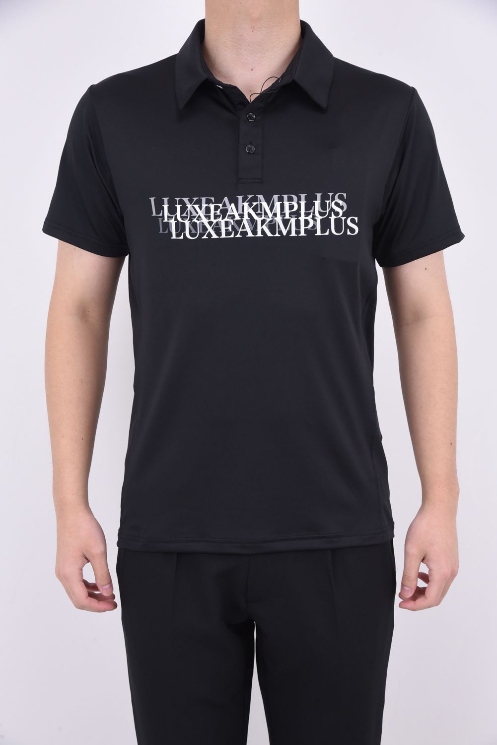 CONTINUOUS PATTERN POLO SHIRTS / コンティニュアス ロゴ 半袖ポロシャツ (ブラック)