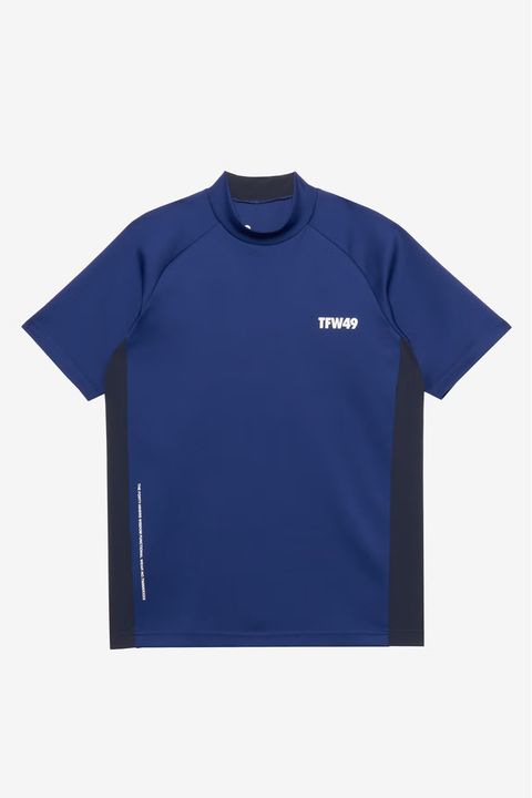 【26SS】 SIDE PANEL SHORT SLEEVE MOCKNECK / モックネックTシャツ (ブルー)