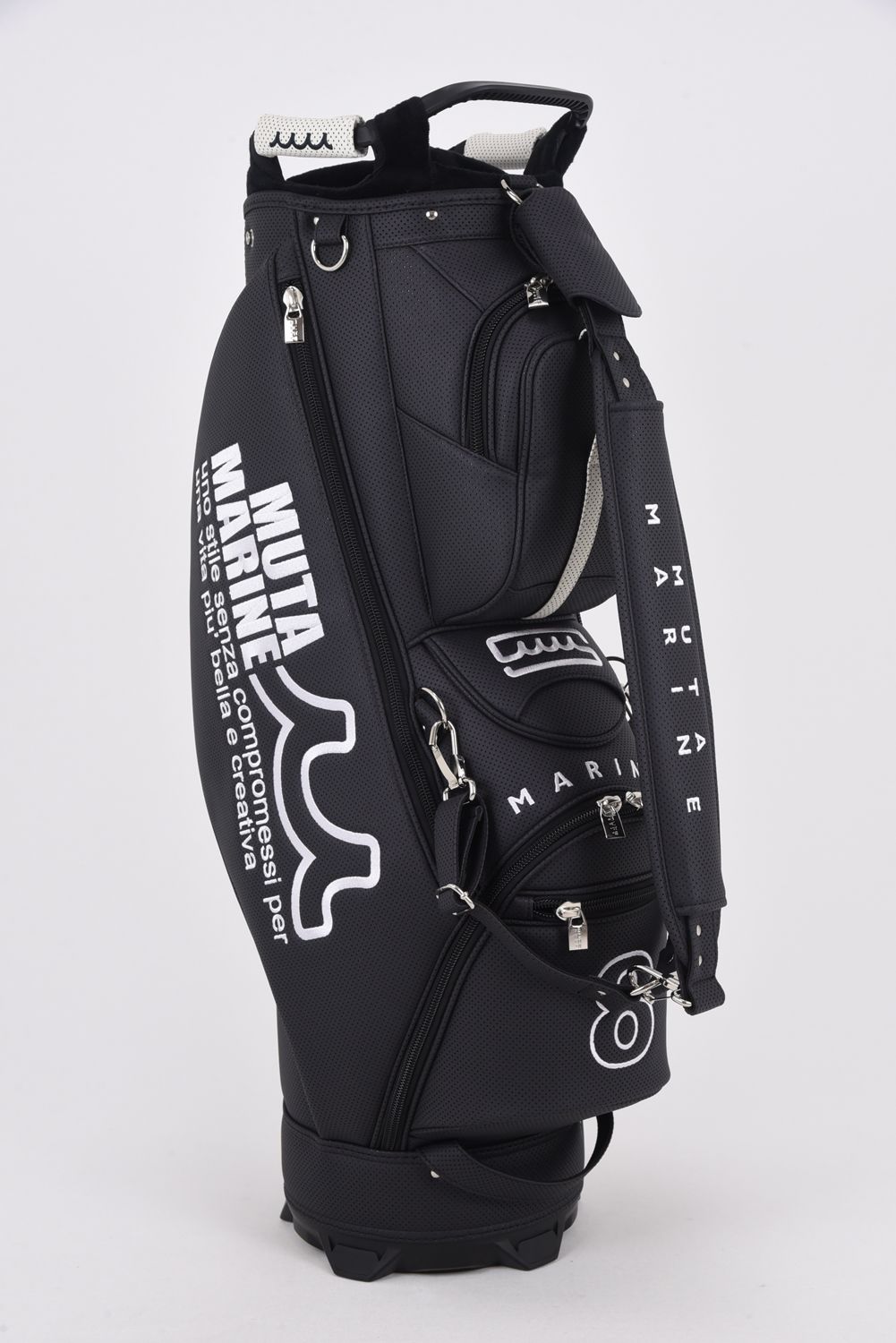 【26SS】【銀行振込・代金引換不可】【返品・交換不可】 CADDY BAG & HEAD COVER / パンチングエシカルレザー カートタイプ キャディバッグ&ヘッドカバーセット (ブラック)