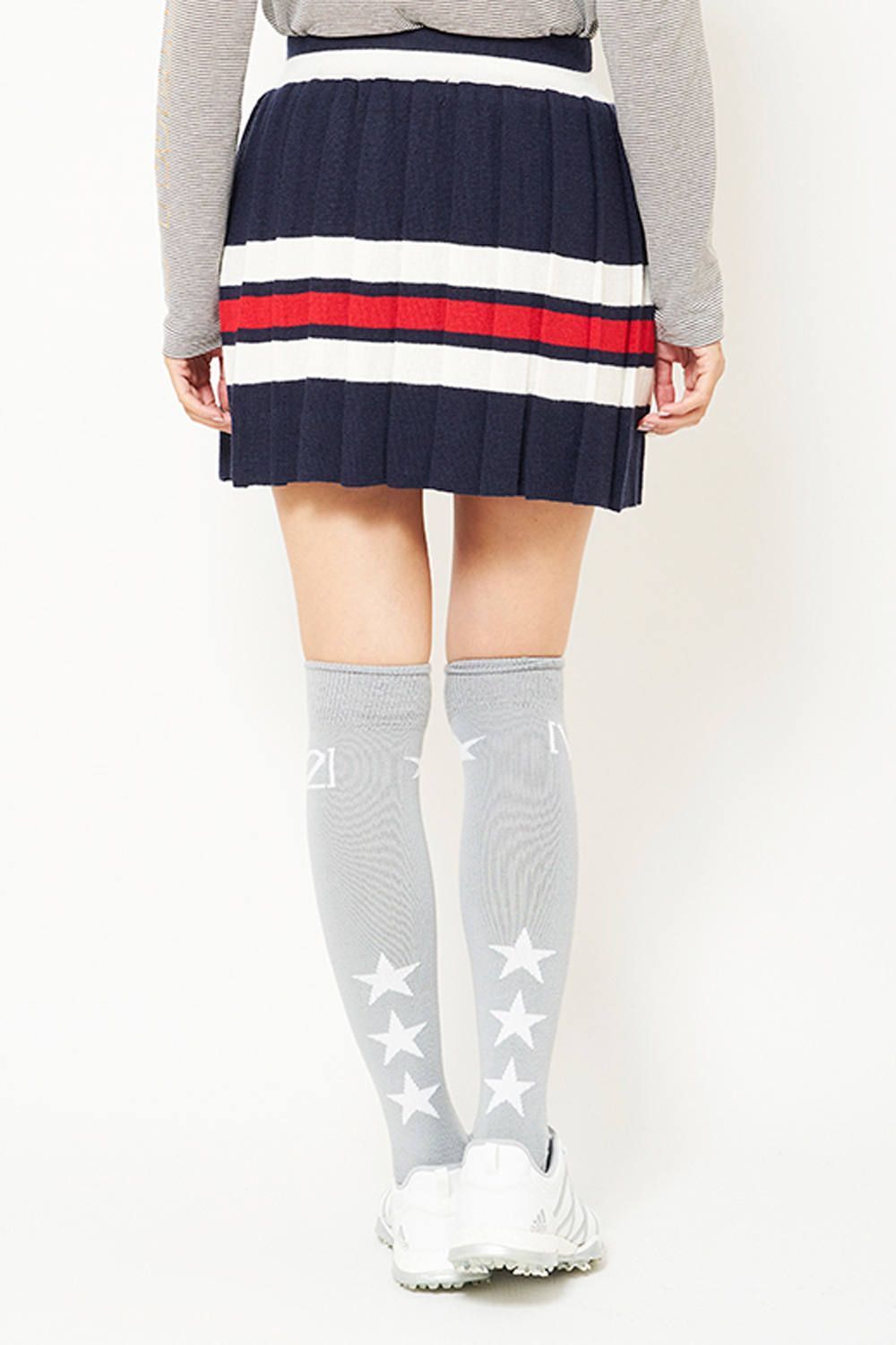 【期間限定ポイント10倍】【レディース】 2 TONE SKIRT / 2トーン プリーツニットスカート (ネイビー)