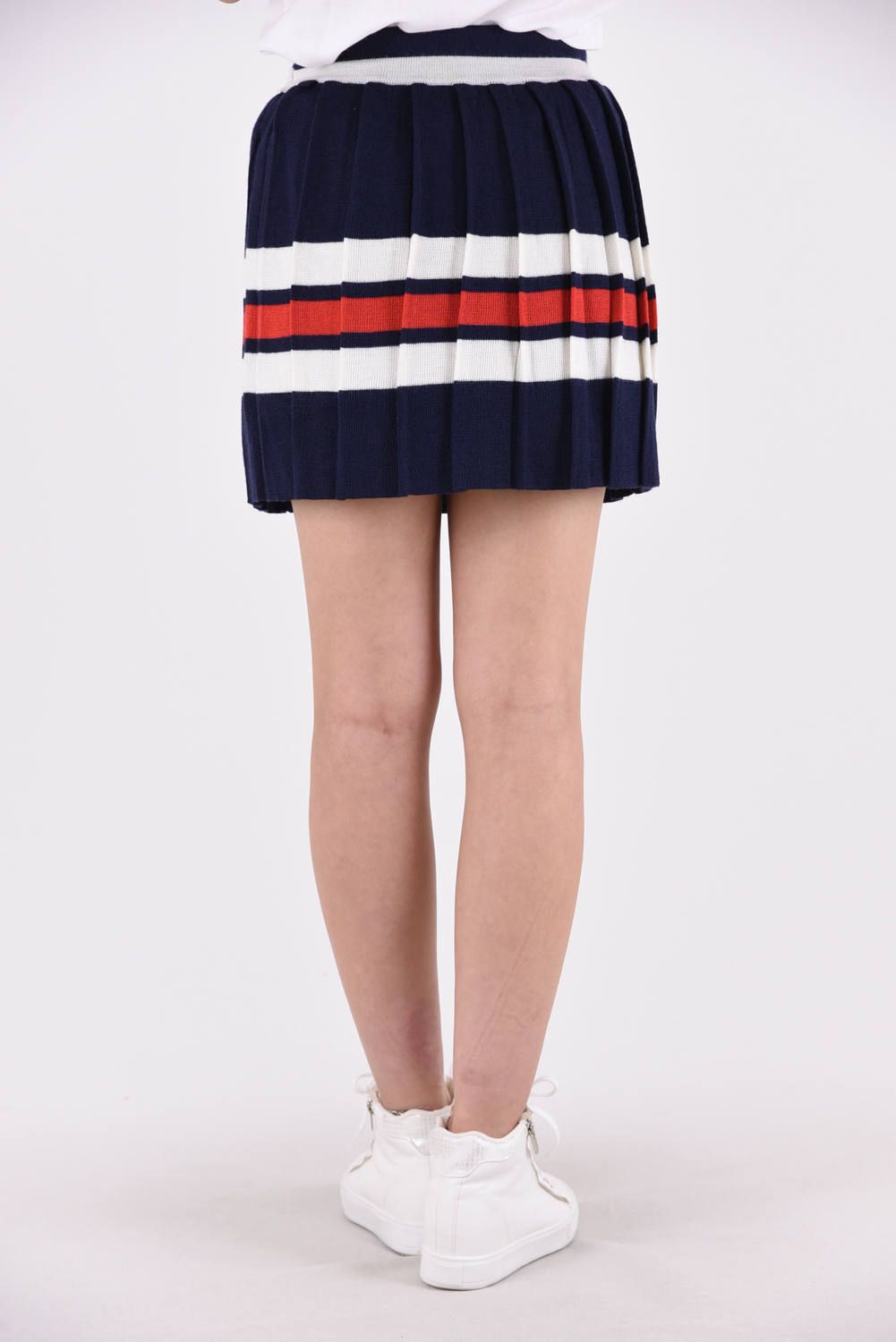 【期間限定ポイント10倍】【レディース】 2 TONE SKIRT / 2トーン プリーツニットスカート (ネイビー)
