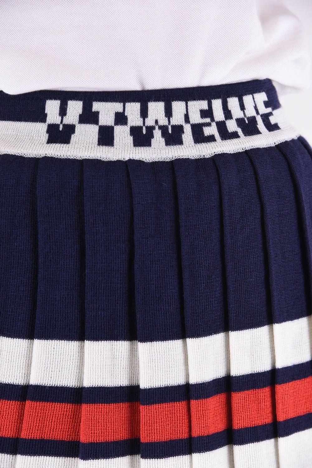 【期間限定ポイント10倍】【レディース】 2 TONE SKIRT / 2トーン プリーツニットスカート (ネイビー)