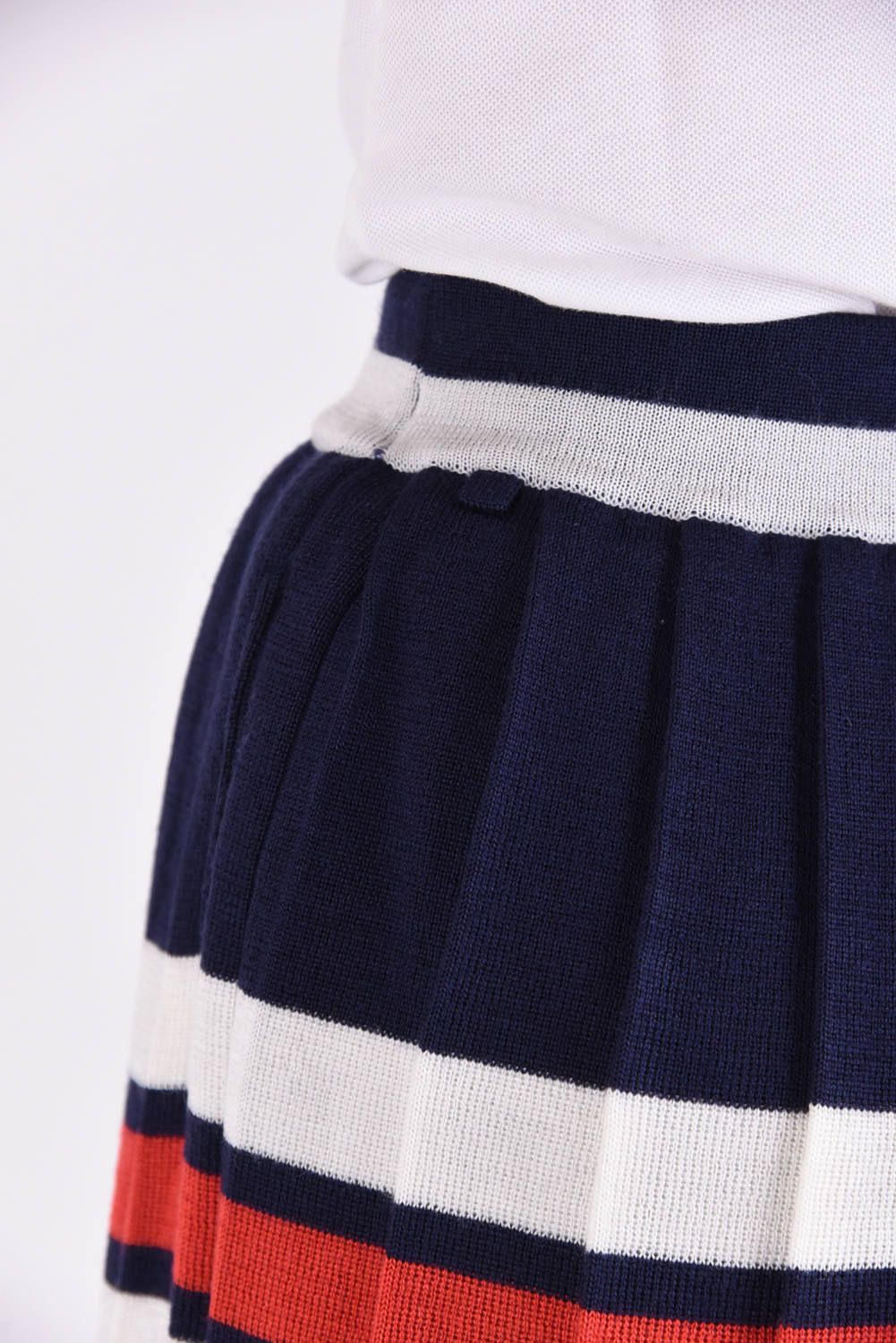 【期間限定ポイント10倍】【レディース】 2 TONE SKIRT / 2トーン プリーツニットスカート (ネイビー)