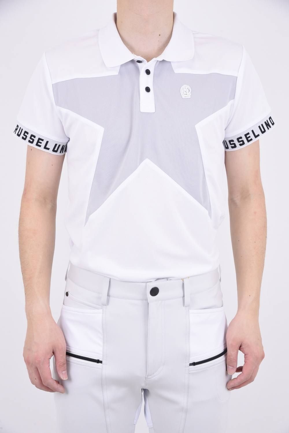 RUSSELUNO - BIG STAR POLO / スタープリント ポロシャツ ホワイト | GOSSIP GOLF