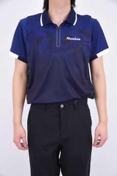 GRADATION CAMO POLO / ソリッドカラー / カモフラパターン グラデーションミックス ポロシャツ ネイビー
