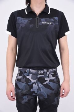 GRADATION CAMO POLO / ソリッドカラー / カモフラパターン グラデーションミックス ポロシャツ ブラック