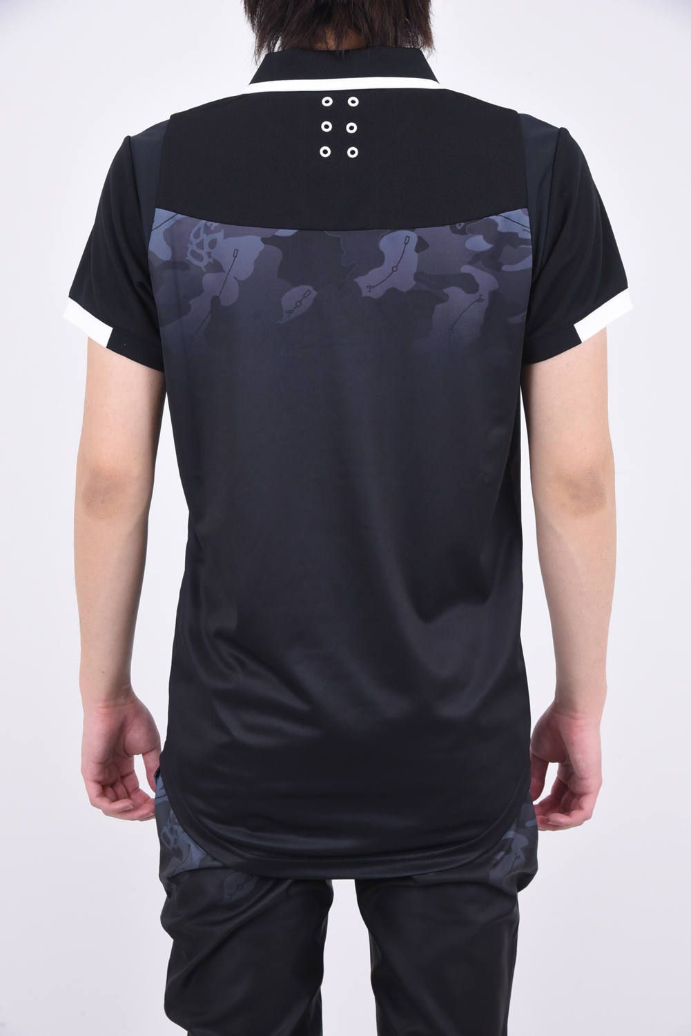 GRADATION CAMO POLO / ソリッドカラー / カモフラパターン グラデーションミックス ポロシャツ ブラック