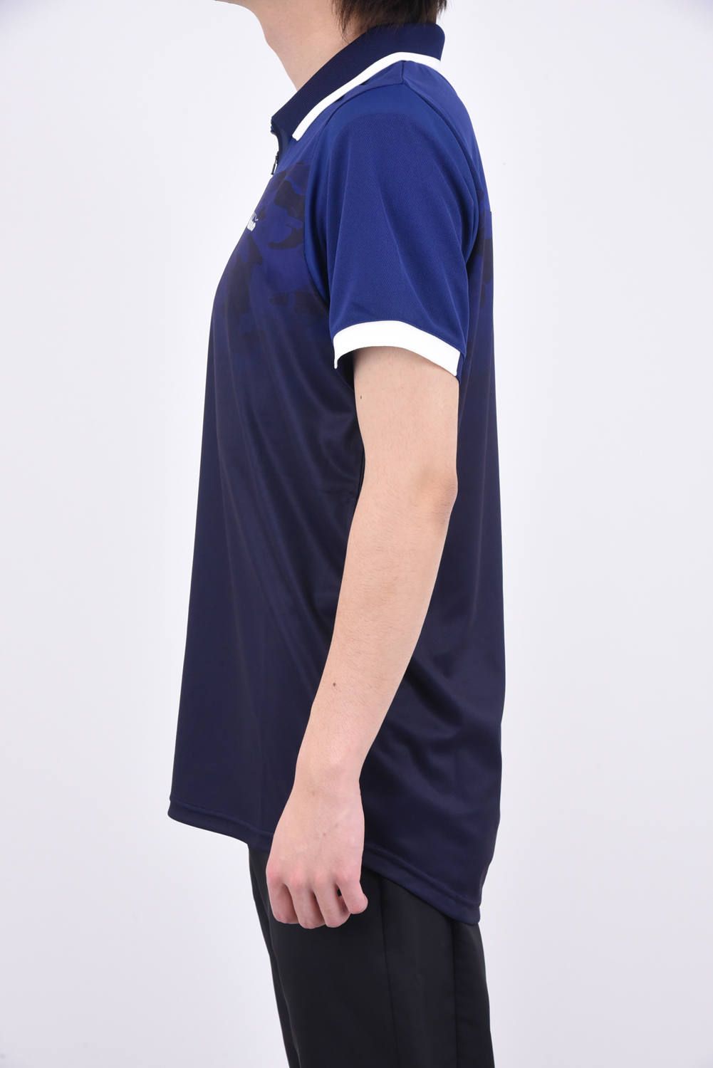 GRADATION CAMO POLO / ソリッドカラー / カモフラパターン グラデーションミックス ポロシャツ ネイビー